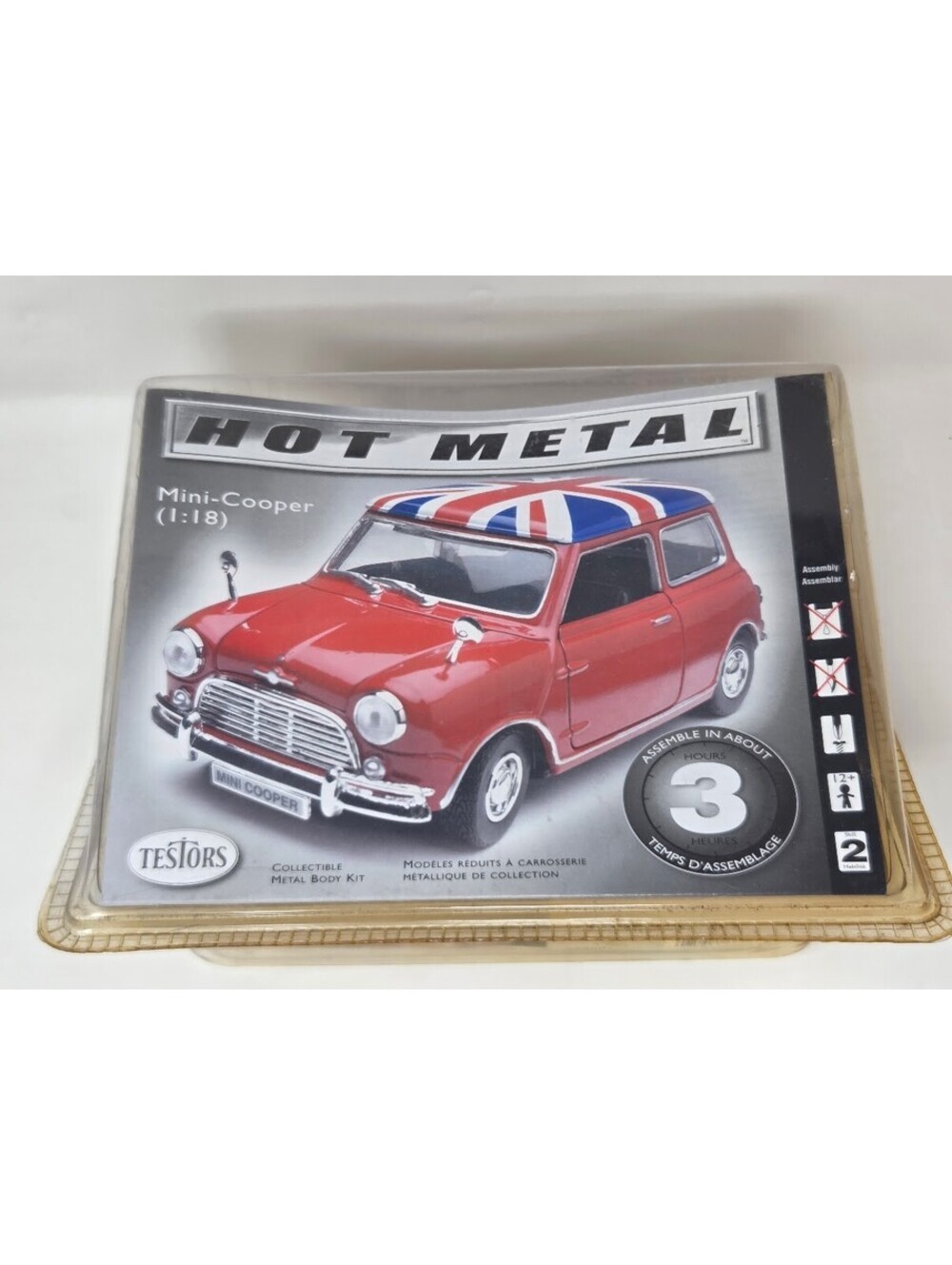 Testors Hot Metal Mini Cooper Metal Body Model Kit Red Car Display Case